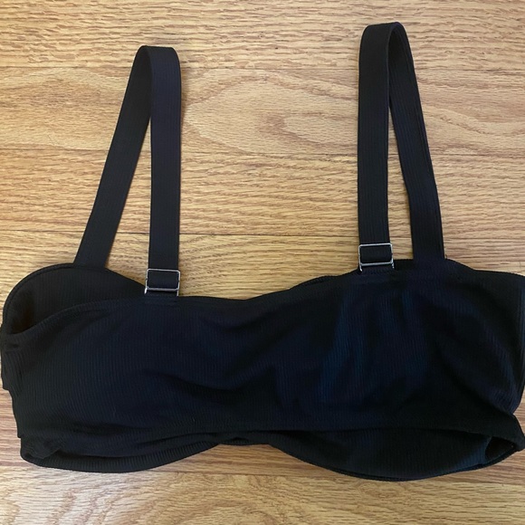 Zaful Bikini Top Women’s Large US 8 Black Ribbed Removable Padding Swimwear - Picture 4 of 7